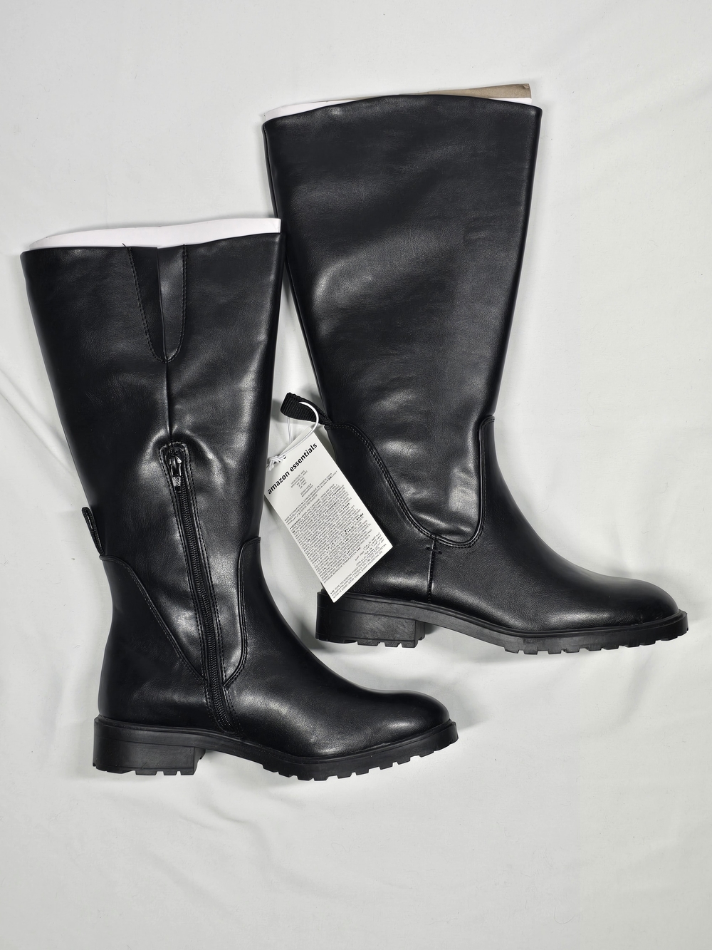 Amazon Essentials Black Wide Calf Knee High Lug Sole Boots Size 9